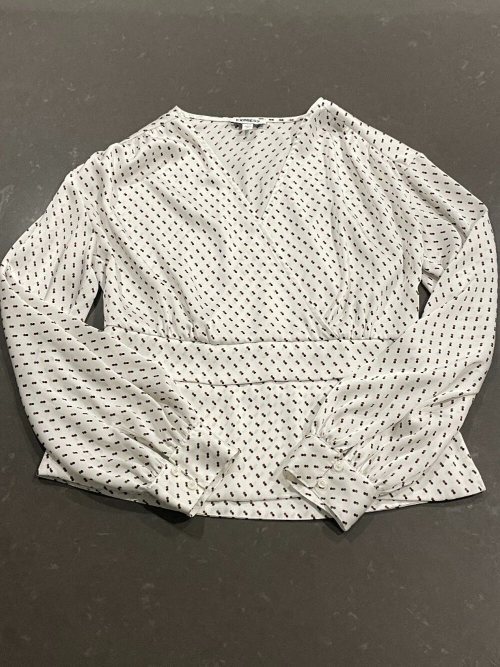 Express Printed Wrap Front Peplum Top Small